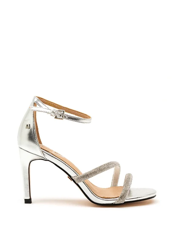 Una Healy Xanadu Diamante Strap Heeled Sandals, Silver