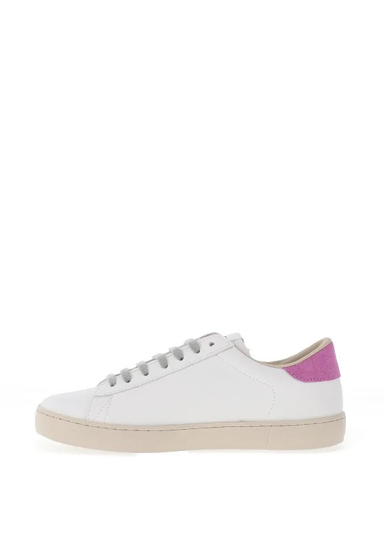 Victoria Womens Berlin Leather Glitter Logo Trainers, White & Fuchsia