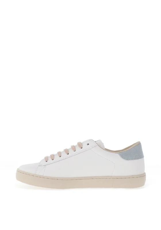 Victoria Womens Berlin Leather Glitter Logo Trainers, White & Jade