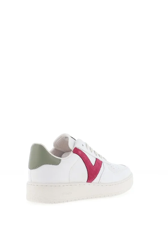 Victoria Womens Madrid Faux Leather Contrast Trainer, Raspberry