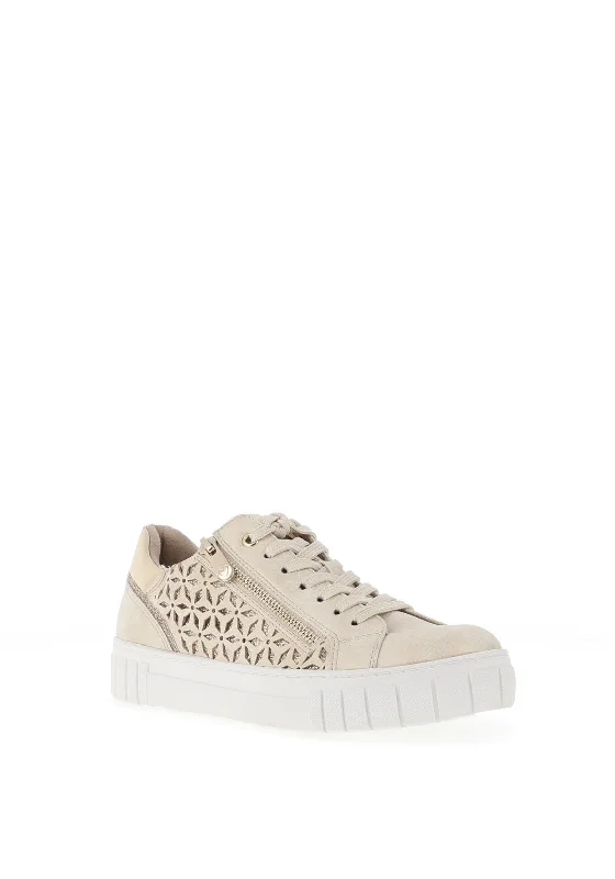 Marco Tozzi Shimmering Perforated Trainers, Dune