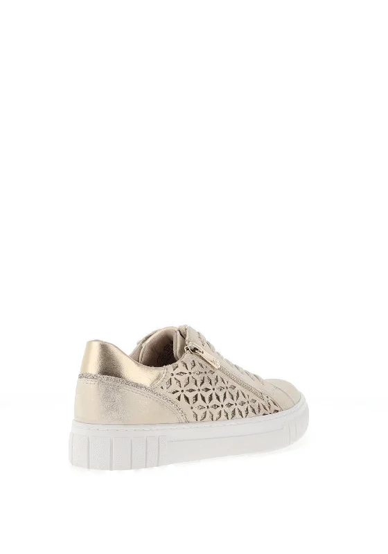 Marco Tozzi Shimmering Perforated Trainers, Dune