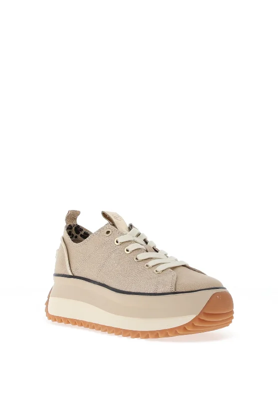 Tamaris Canvas Platform Trainers, Light Gold