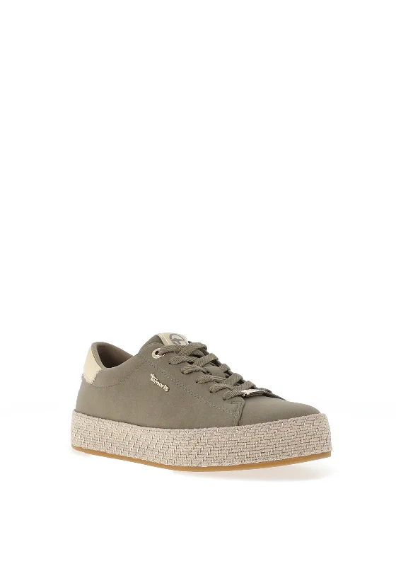 Tamaris Woven Sole Trainers, Sage