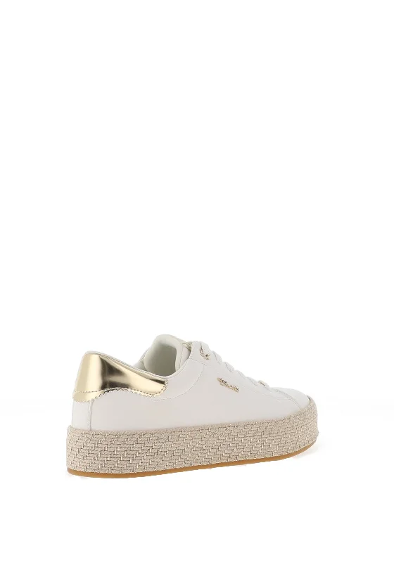 Tamaris Woven Sole Trainers, White & Gold