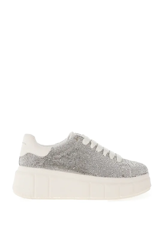 Tamaris Diamante Encrusted Platform Trainers, Silver