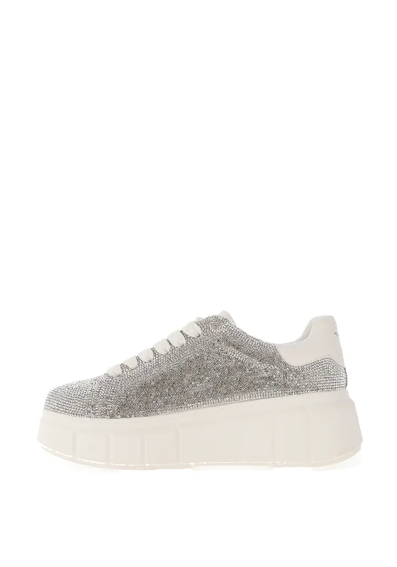 Tamaris Diamante Encrusted Platform Trainers, Silver