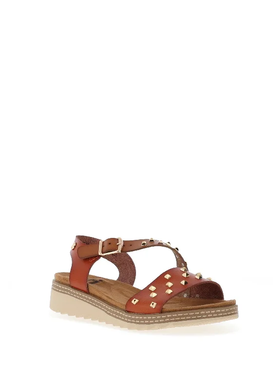 Xti Studded Memory Foam Sandals, Camel