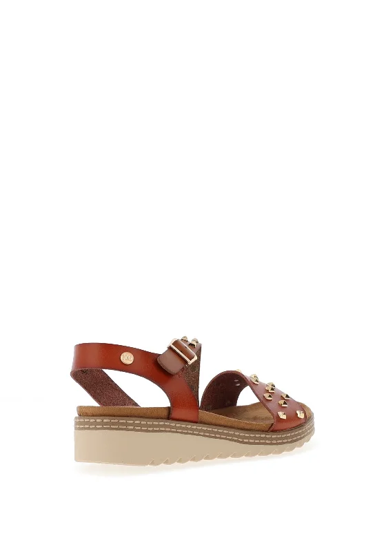 Xti Studded Memory Foam Sandals, Camel