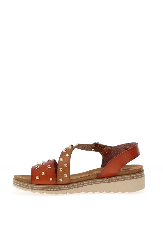 Xti Studded Memory Foam Sandals, Camel