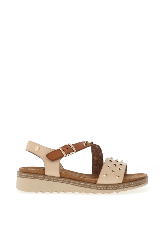 Xti Studded Memory Foam Sandals, Neutral