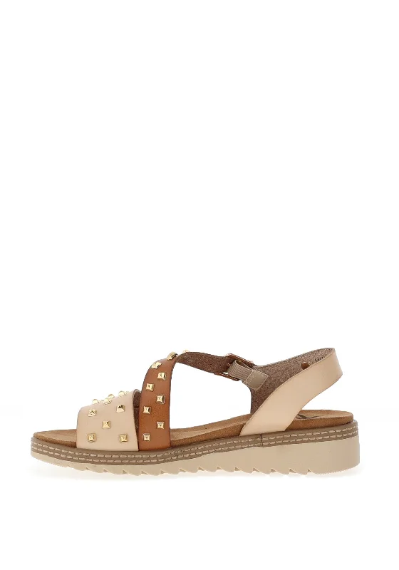 Xti Studded Memory Foam Sandals, Neutral