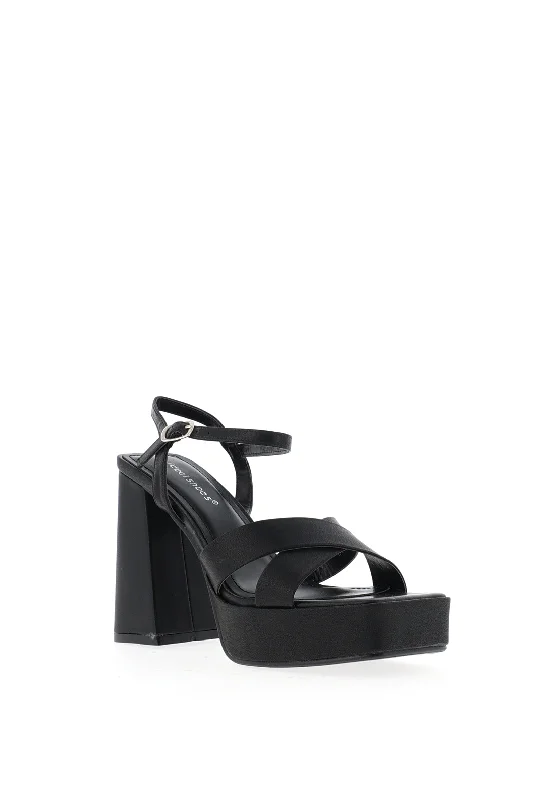 Zen Collection Chunky Platform Heeled Sandals, Black