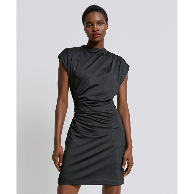 Access Fashion Black Ruched Mini Dress