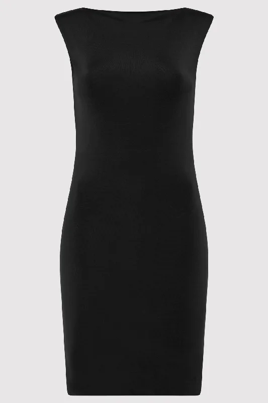 Cupro Jersey Mini Dress - Black