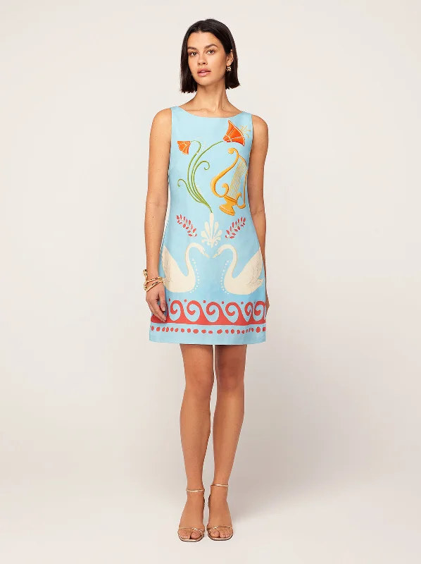 Marina Blue Cygnus and Lyra Print Mini Dress