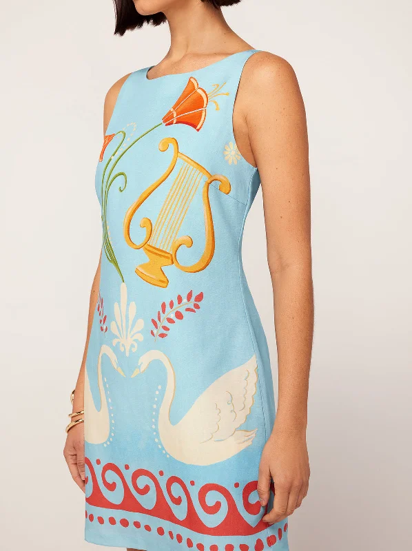 Marina Blue Cygnus and Lyra Print Mini Dress