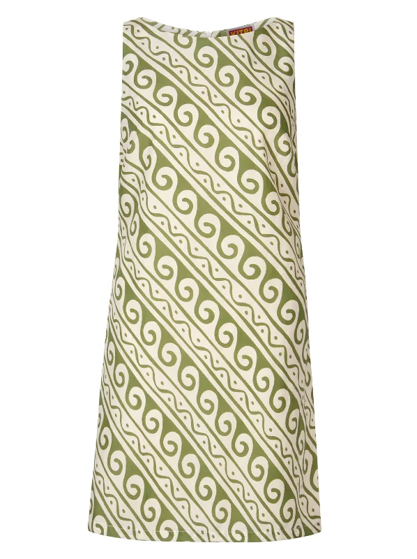 Marina Green Wave Print Mini Dress