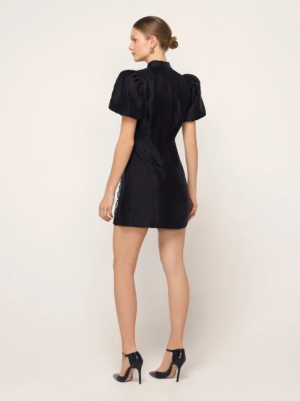 Philippa Black Moire Mini Dress