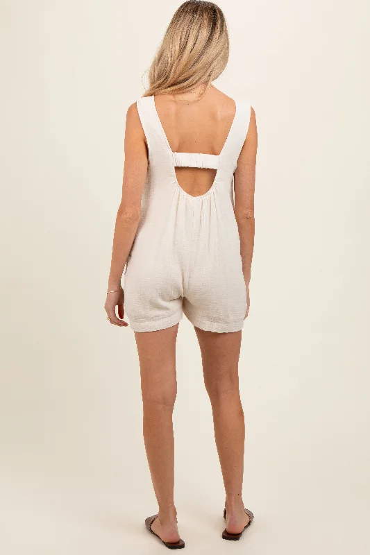 Cream Back Cutout Maternity Romper