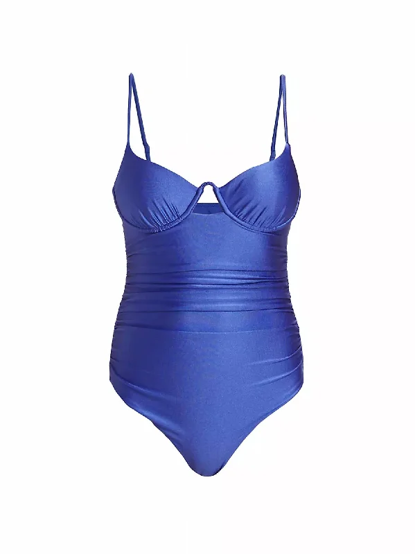 Laine Ruched Underwire One Piece Swimsuit In Blue