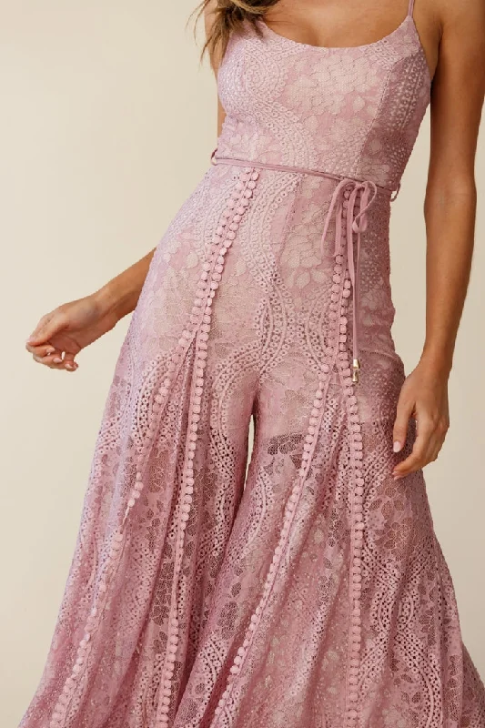 Palm Springs Lace Jumpsuit Blush Pink