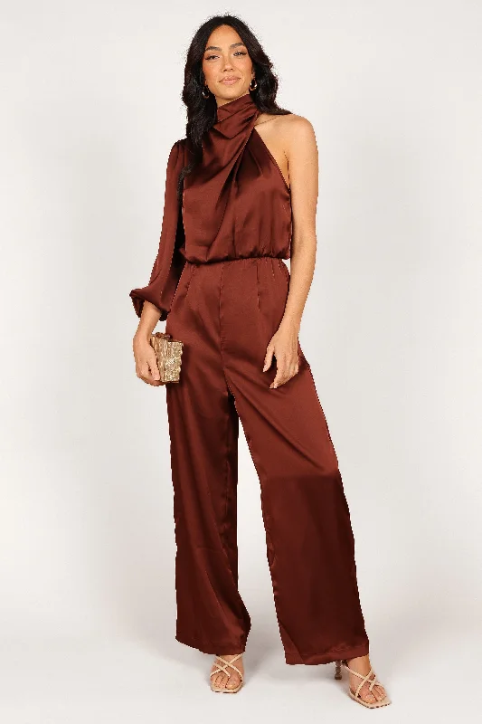 Savannah One Sleeve Jumpsuit - Chocolate