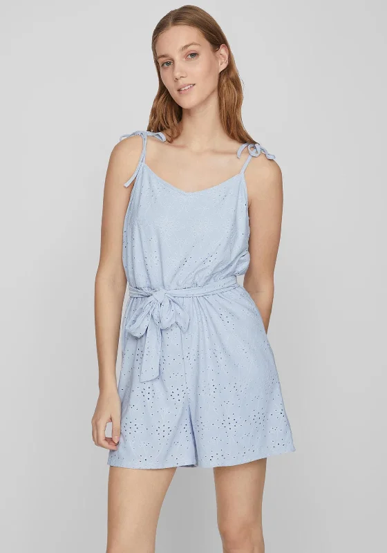 Vila Kawa Broidery Playsuit, Kentucky Blue