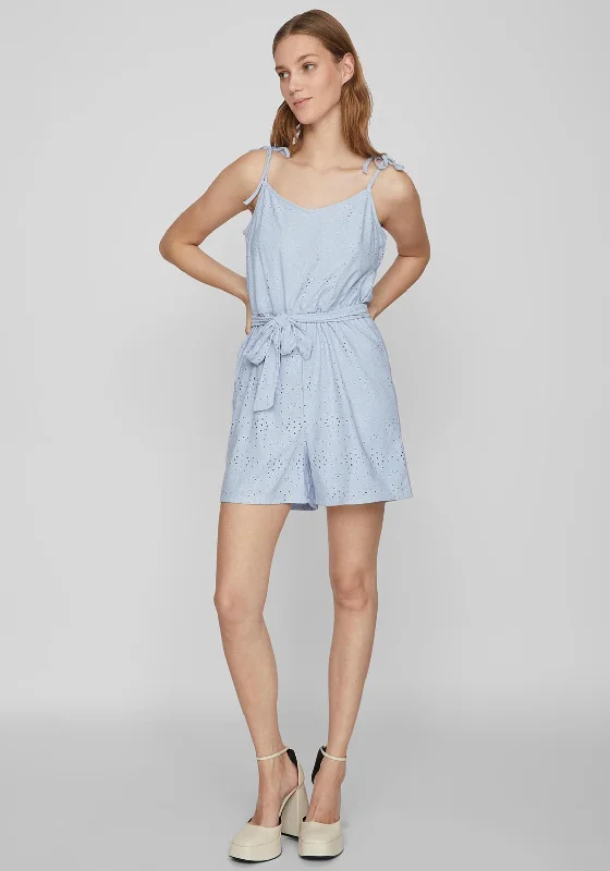 Vila Kawa Broidery Playsuit, Kentucky Blue