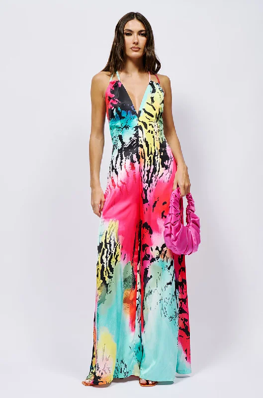 WILD CHILD SATIN PRINTED JUMPSUIT