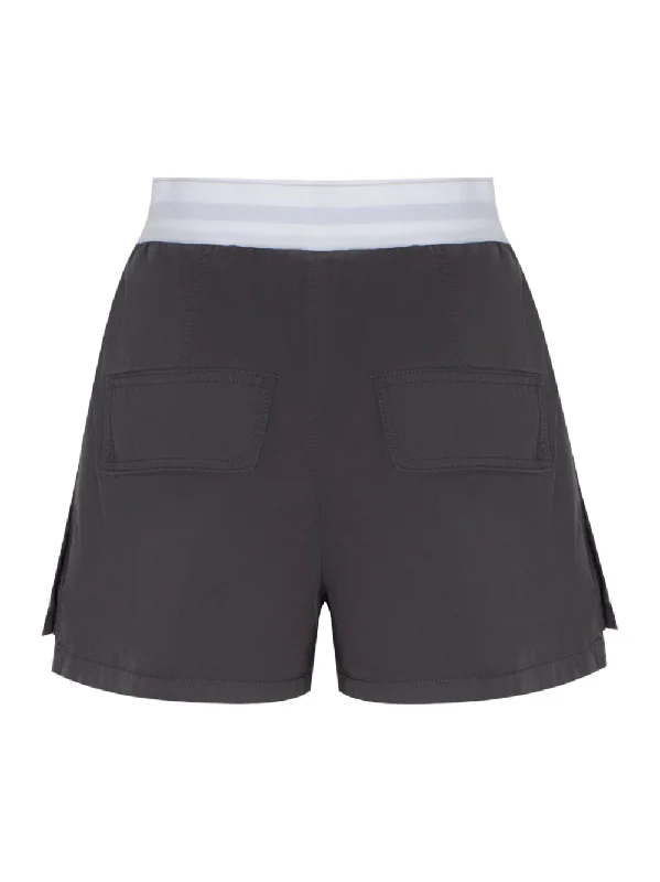 High Waisted Cargo Rave Short With Logo Elastic (Off Black)