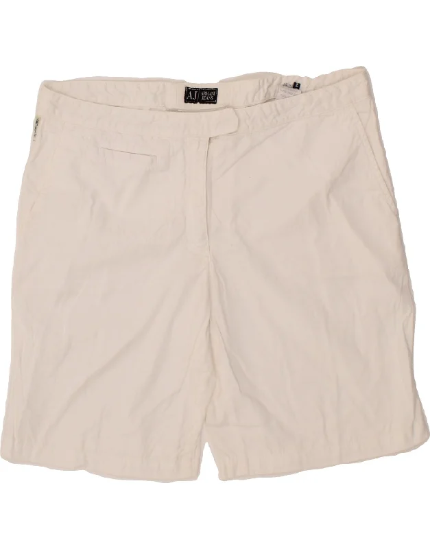 ARMANI Womens Chino Shorts UK 16 Large W34  White Cotton