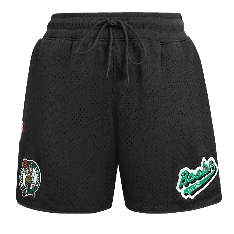 NBA BOSTON CELTICS SCRIPT TAIL WOMEN'S MESH SHORT (BLACK)