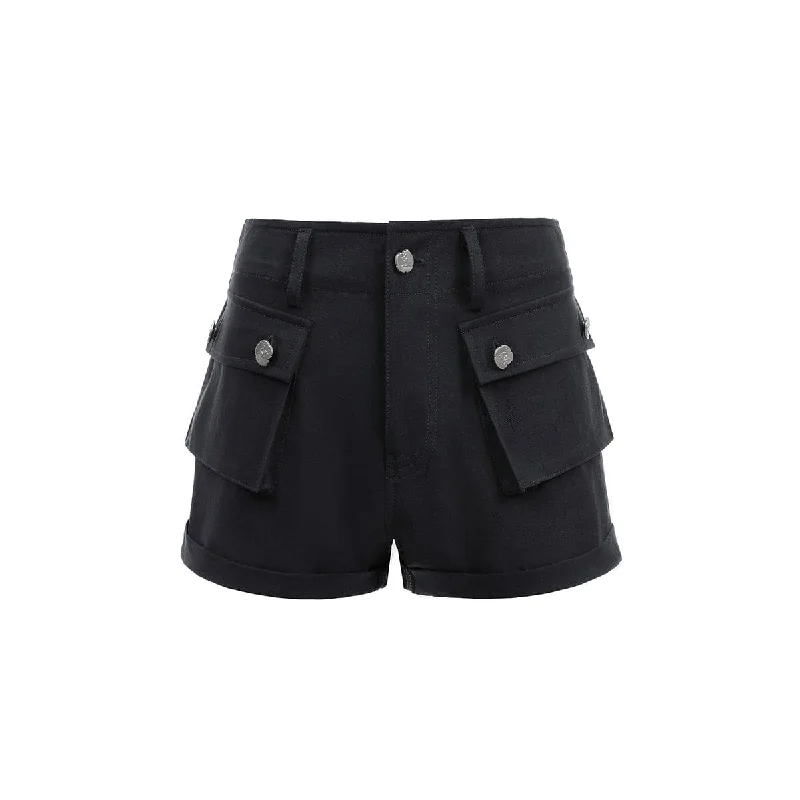 Black Pocket Cargo Shorts