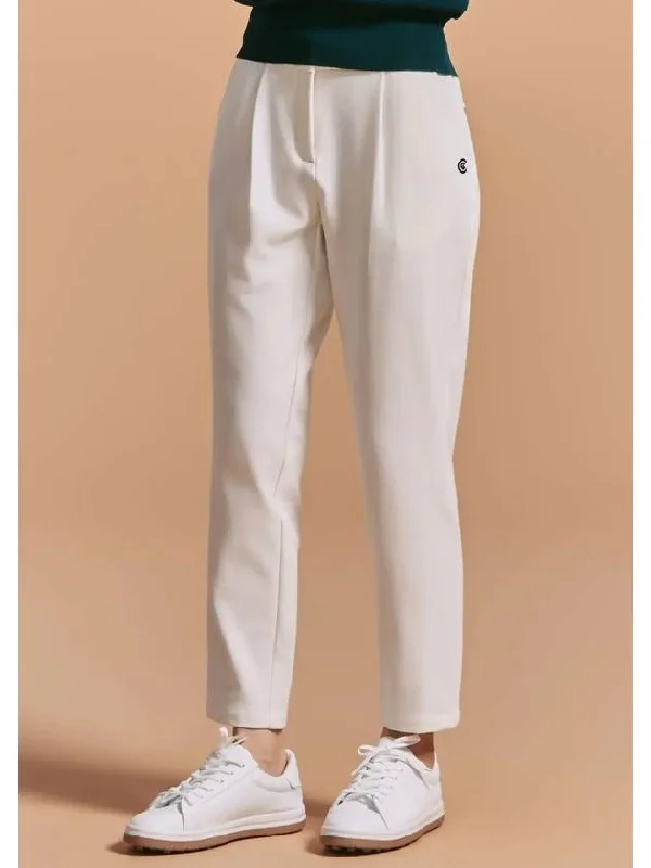 Women s soft touch one tuck tapered pants light beige