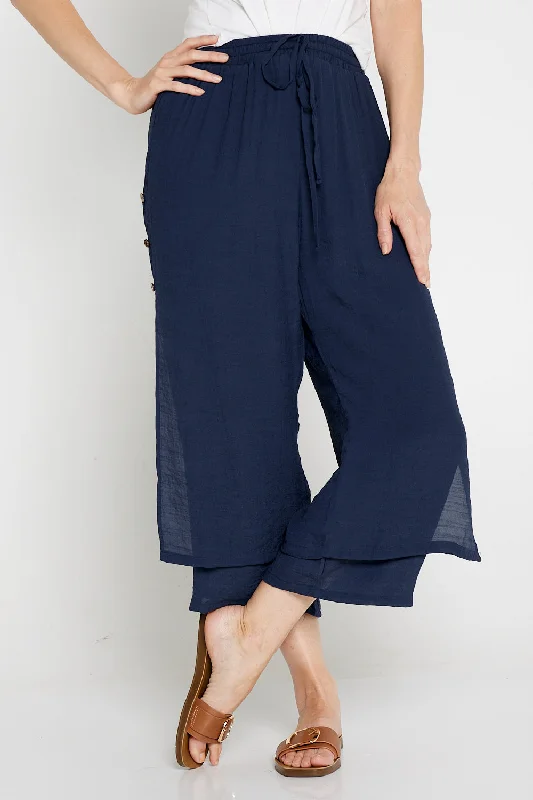 Liana Cropped Pants - Navy