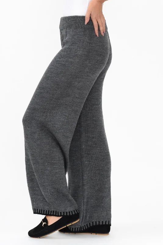 Mahalia Charcoal Trim Knit Pants