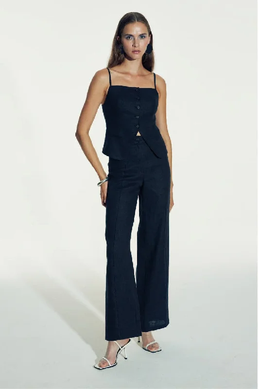 MILLIE DARK NAVY LINEN PANTS