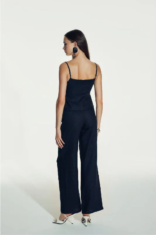 MILLIE DARK NAVY LINEN PANTS