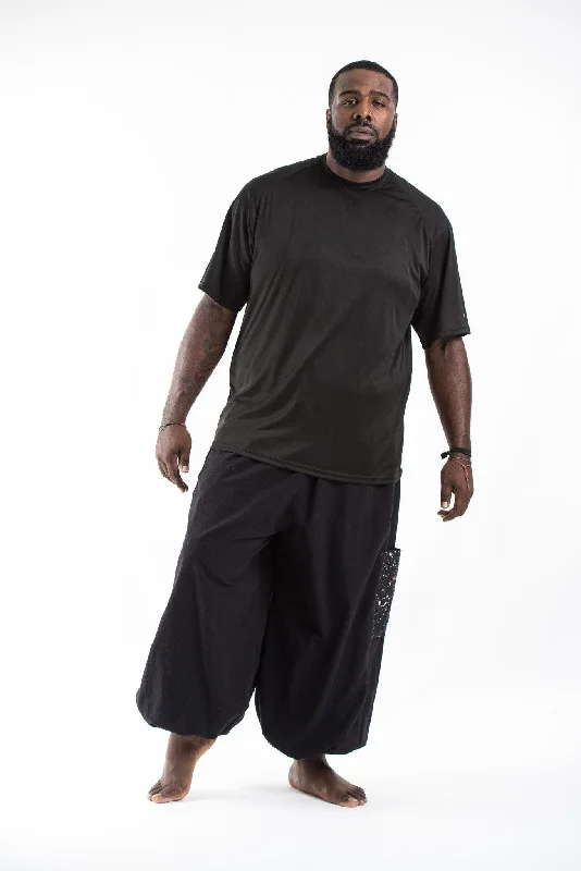 Plus Size Cotton Men Unisex Pants in Black