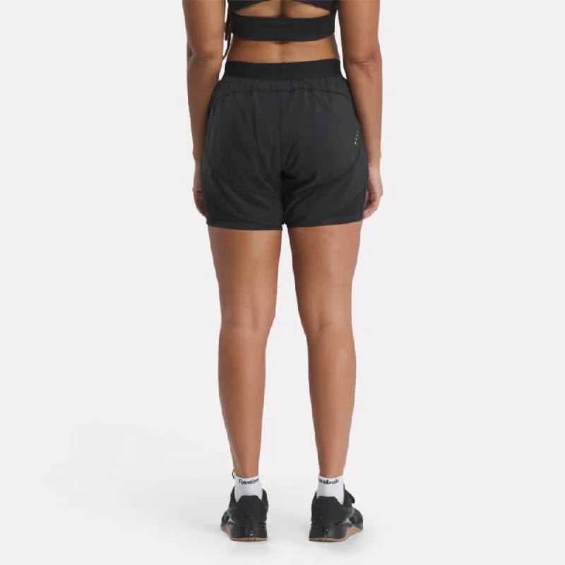 Reebok Apparel Women Running Two-in-One Shorts NGHBLK