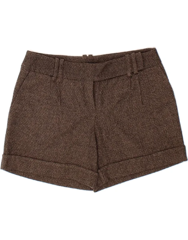 SINEQUANONE Womens Chino Shorts EU 40 Medium W30  Brown Chevron Wool