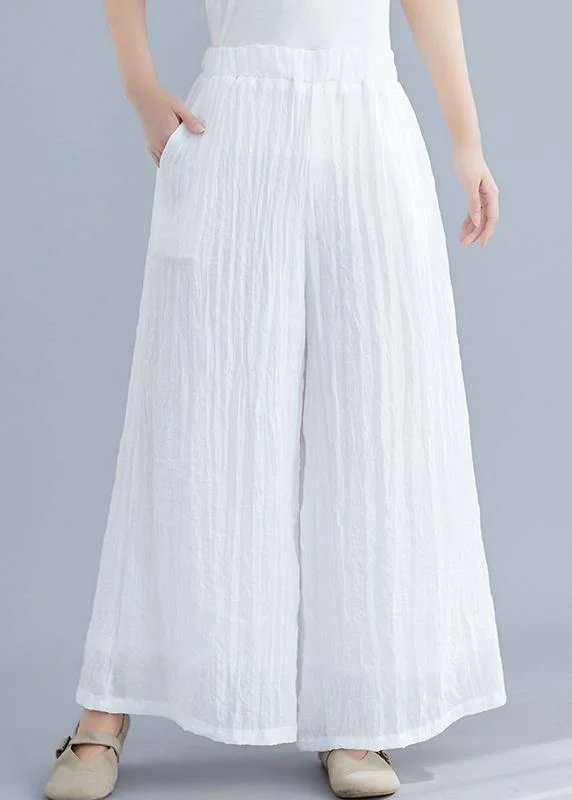 Summer new cotton and linen white wide leg pants loose yoga Chinese trousers