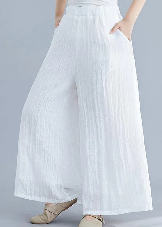 Summer new cotton and linen white wide leg pants loose yoga Chinese trousers