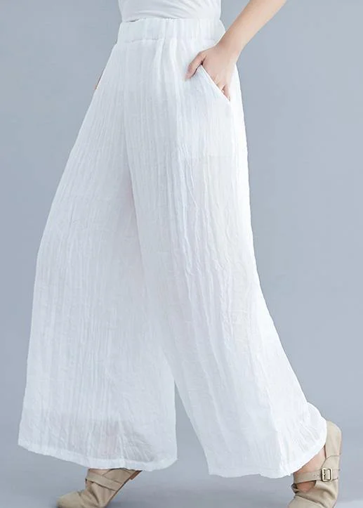 Summer new cotton and linen white wide leg pants loose yoga Chinese trousers