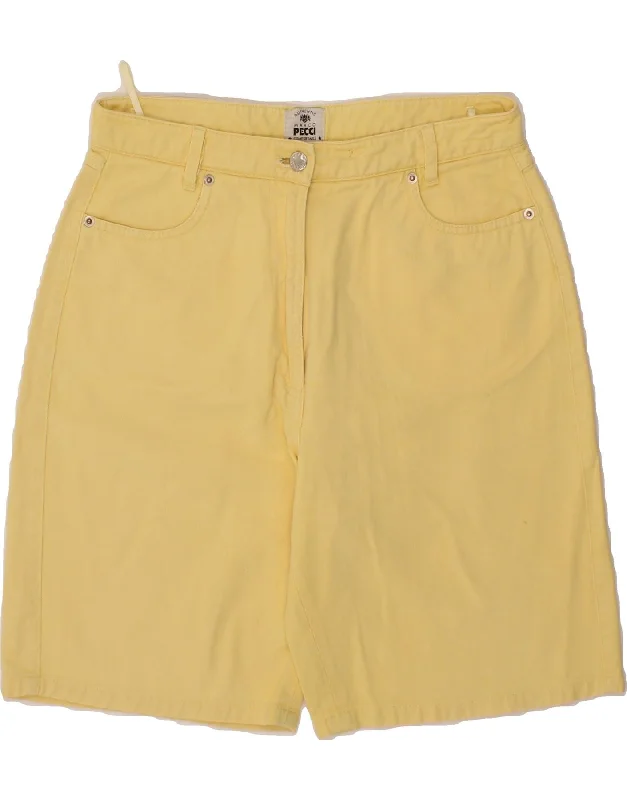 VINTAGE Womens Casual Shorts IT 42 Medium W30  Yellow Cotton