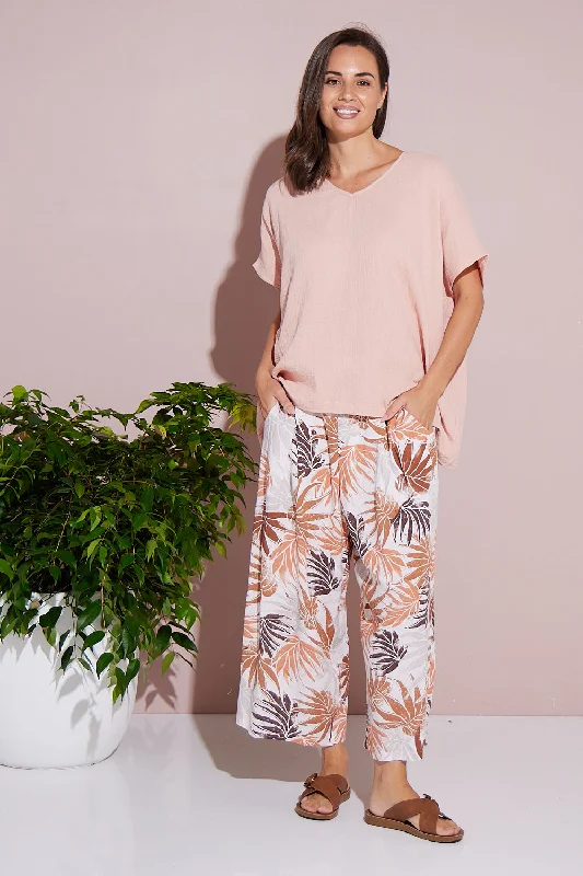 Zinnia Pants - Tan Botanical