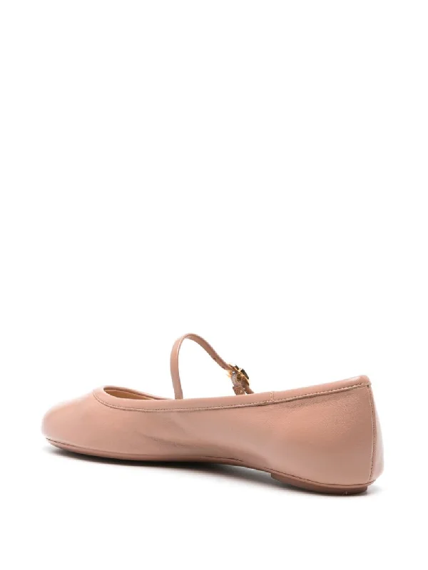 GIANVITO ROSSI Blush Beige Leather Ballet Flats for Women