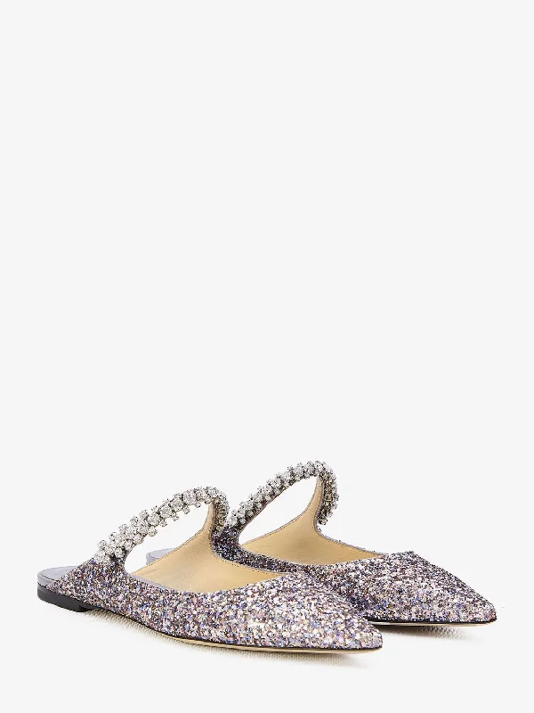 JIMMY CHOO Multicolor Glitter Flat Ballerinas with Crystal Strap