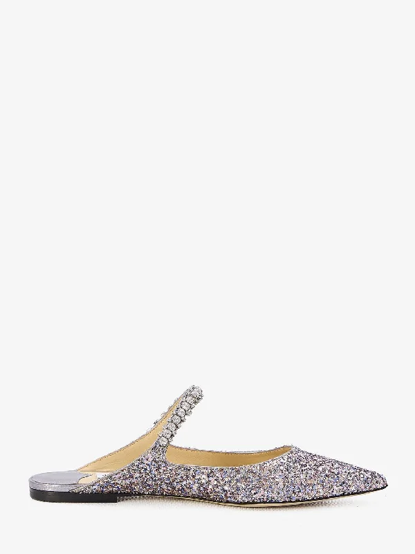 JIMMY CHOO Multicolor Glitter Flat Ballerinas with Crystal Strap